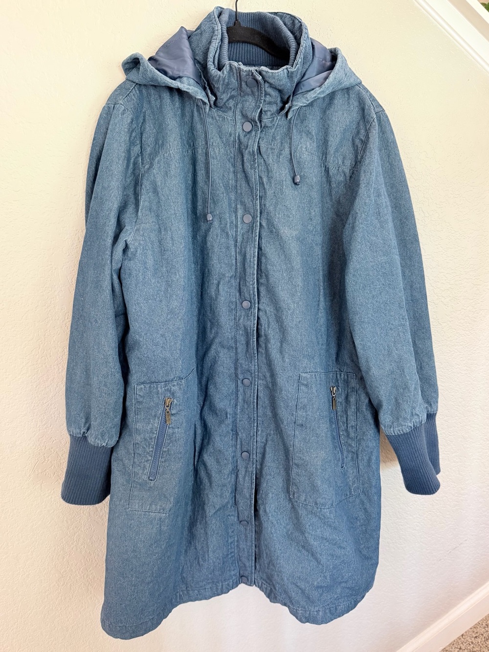 Willow Lane Denim Hooded Parka Coat Size 1X